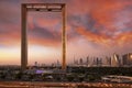 Dubai frame building at sunrise Royalty Free Stock Photo