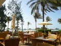 Dubai beach with palms and decor