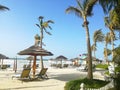 Dubai beach with palms and decor