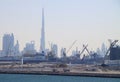 Dubai Harbor with Burj Dubai Royalty Free Stock Photo