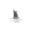 Dubai hotel Web Icon. Flat Line Filled Gray Icon Vector Royalty Free Stock Photo