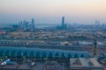 Dubai International Airport terminal and city skyline UAE Royalty Free Stock Photo