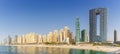 Dubai Jumeirah Beach JBR Marina skyline architecture buildings travel vacation panorama in United Arab Emirates Royalty Free Stock Photo