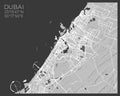 Dubai Map - abstract monochrome design for interior posters, wallpaper, wall art, or other printing products. Vector