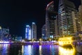 Dubai Marina bay skyline night view UAE Royalty Free Stock Photo