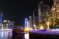 Dubai Marina bay skyline night view UAE Royalty Free Stock Photo