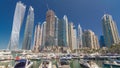 Dubai marina bay with yachts an boats Royalty Free Stock Photo