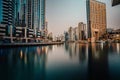 Dubai Marina with beautiful city sunset time Royalty Free Stock Photo