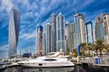 Dubai Marina with boats in Dubai, United Arab Emirates, Middle East Royalty Free Stock Photo