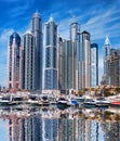 Dubai Marina with boats in Dubai, United Arab Emirates, Middle East Royalty Free Stock Photo