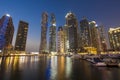 Dubai Marina city skyline at night. Royalty Free Stock Photo