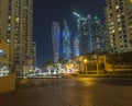 Dubai Marina city skyline at night. Royalty Free Stock Photo