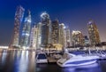 Dubai Marina city skyline at night. Royalty Free Stock Photo