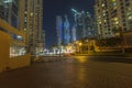 Dubai Marina city skyline at night. Royalty Free Stock Photo