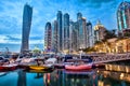 Dubai Marina at Dusk in United Arab Emirates Royalty Free Stock Photo