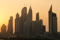 Dubai marina dusty sunset cityscape silhouette Royalty Free Stock Photo