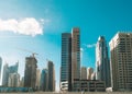 Dubai Marina epic skyline - towers and architecture - skydive Dubai attractions and activities Royalty Free Stock Photo