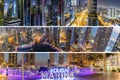 Dubai Marina and Harbour collage collection skyline architecture wealth luxury travel in United Arab Emirates at night Royalty Free Stock Photo