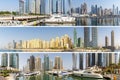 Dubai Marina and Harbour collage collection skyline architecture wealth luxury travel in United Arab Emirates