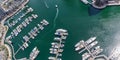 Dubai Marina and Harbour luxury wealth travel with boats yacht in United Arab Emirates from above panorama Royalty Free Stock Photo