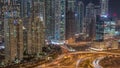 Dubai Marina highway intersection spaghetti junction night timelapse Royalty Free Stock Photo