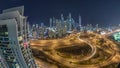 Dubai Marina highway intersection spaghetti junction night timelapse Royalty Free Stock Photo