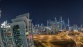 Dubai Marina highway intersection spaghetti junction night timelapse Royalty Free Stock Photo