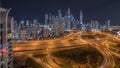 Dubai Marina highway intersection spaghetti junction night timelapse Royalty Free Stock Photo