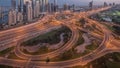 Dubai Marina highway intersection spaghetti junction night to day Royalty Free Stock Photo