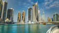 Dubai Marina modern towers in Dubai at day time timelapse