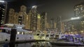 Dubai Marina Night View Summer With Neon Lights