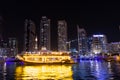 Dubai Marina river skyline night view UAE Royalty Free Stock Photo