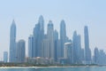 Dubai Marina Skyline with Beachfront and Skyscrapers. Dubai, UAE - August 15, 2023 Royalty Free Stock Photo