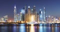 Dubai Marina skyline panorama at night, Unites Arab Emirates Royalty Free Stock Photo