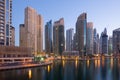 Dubai Marina skyscraper skyscrapers twilight night blue hour Royalty Free Stock Photo