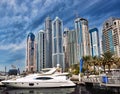 Dubai Marina with skyscrapers in Dubai, United Arab Emirates