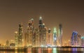 The dubai marina skyscrapers during night hours Royalty Free Stock Photo