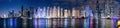 Dubai marina skyscrapers panorama in UAE at night. Royalty Free Stock Photo