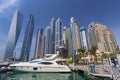 Dubai Marina skyscrapers and port with luxury yachts,Dubai,United Arab Emirates Royalty Free Stock Photo