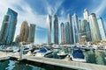 Dubai Marina skyscrapers, port with luxury yachts and marina promenade,Dubai,United Arab Emirates Royalty Free Stock Photo