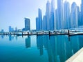 Dubai marina skyscrapers view from harbour Royalty Free Stock Photo