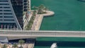 Dubai Marina waterfront and city promenade timelapse from above. Royalty Free Stock Photo
