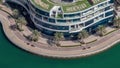Dubai Marina waterfront and city promenade timelapse from above. Royalty Free Stock Photo