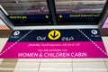 Dubai Metro platform sign for Women and Children cabin