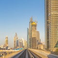 Dubai Metro in a summer day in Dubai