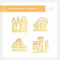 Dubai modern architectural landmarks gradient linear vector icons set Royalty Free Stock Photo