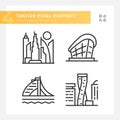 Dubai modern architectural landmarks linear icons set Royalty Free Stock Photo