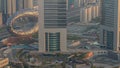 Dubai museum of future exterior design aerial timelapse.