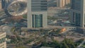 Dubai museum of future exterior design aerial timelapse. Royalty Free Stock Photo