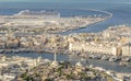 DUBAI - NOVEMBER 2016: Aerial city view from helicopter. Dubai i